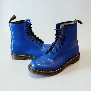 Dr. Martens Blue Leather 8-Eye Lace-Up Combat Boots